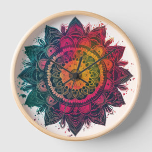 Horloge Vibrant, Complet, Bohème, Mandala Art