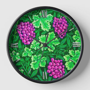 Horloge Vigne de William Morris, Magenta et Vert