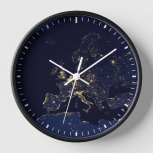 Horloge Ville Éclairante Dans Plusieurs Villes Européennes