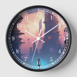 Horloge Ville futuriste de science-fiction
