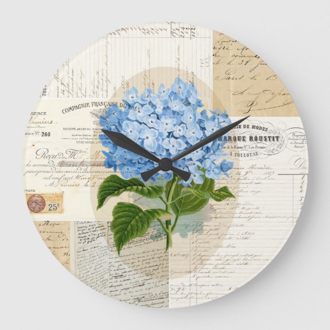 Horloge vintage Blue Hydrangea (Recto)