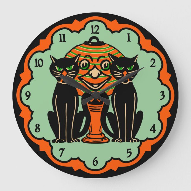 Horloge vintage de chats de Halloween (Recto)