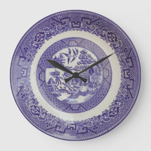 Horloge vintage d'effet de plat de motif de saule