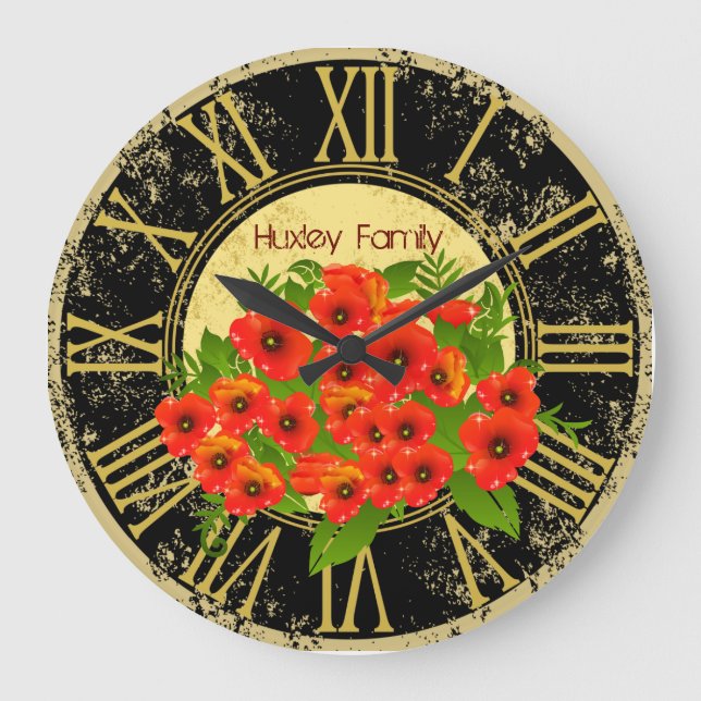 Horloge Vintage des fleurs de pavot (Recto)