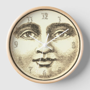 Horloge Vintage homme dans la lune plein visage brun sépia