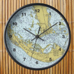 Horloge Vintage map<br><div class="desc">Vintage map and nautical chart of Sanibel Island, Floride, with Captiva and Pine Island. It's always time to go fishing or to the beach on Sanibel !</div>