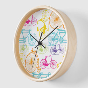 Horloge Vintage moderne Vélo Bright Couleur Retro Motif