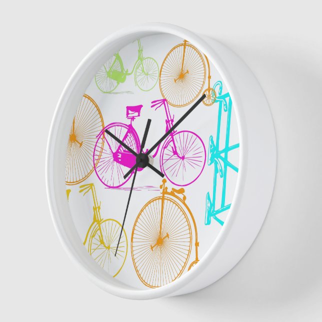 Horloge Vintage moderne Vélo couleur brillante Motif néon (Angle)