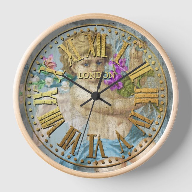 Horloge vintage Numéros romains Cherub Blue (Recto)