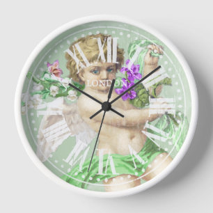Horloge vintage Numéros romains Cherub Green