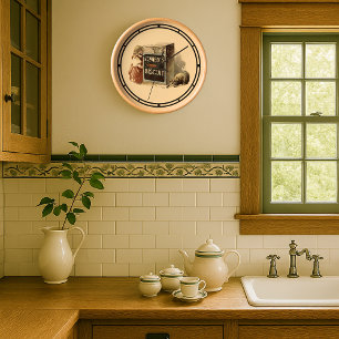 Horloge Vintage Victorian Era Cat & Girl Biscuit Ad