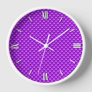 Horloge Violet d'amythyste, look émail, grille cloutée