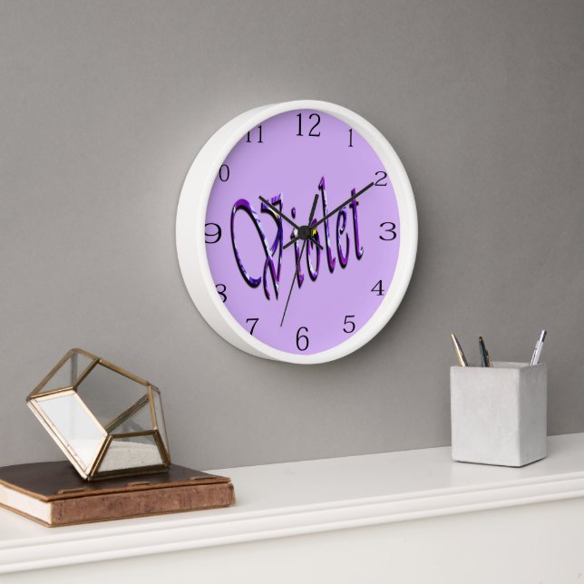 Horloge Violet Floral Violet, (Bureau)