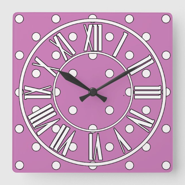 Horloge violette avec points blancs et détails (Recto)