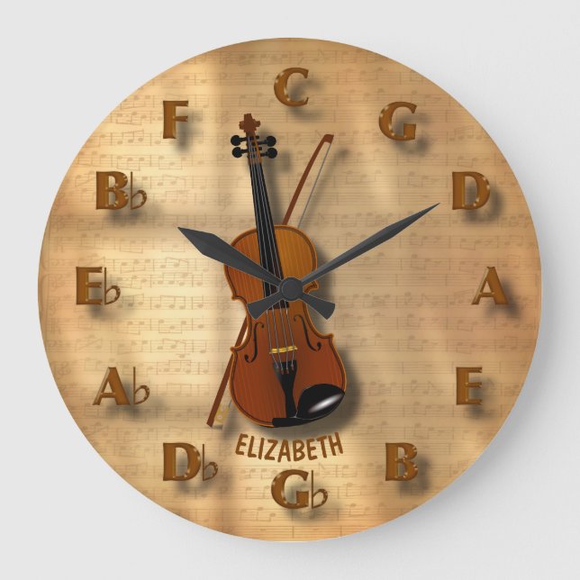 Horloge Violon vintage Avec Cercle De Cinquantième (Recto)