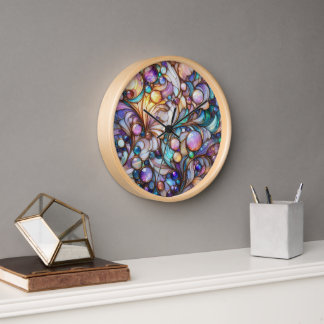 Horloge Vitraux abstrait coloré