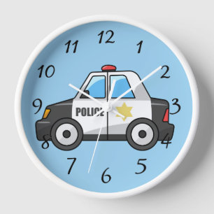 Horloge Voiture de police Animée 24h/24