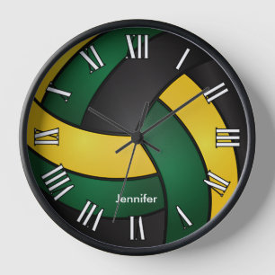 Horloge Volleyball   Vert foncé, Noir et Or