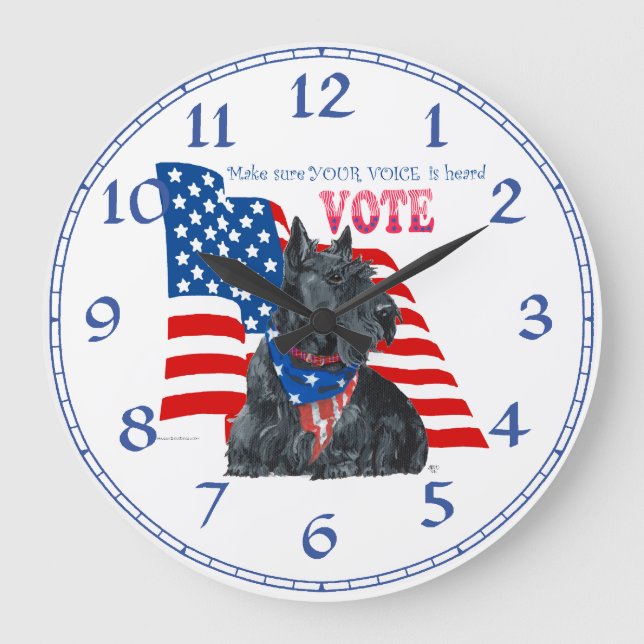Horloge "VOTE" Scottish Terrier (Recto)