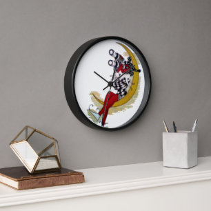 Horloge Vue cosmique : Elfe sur la lune aventure