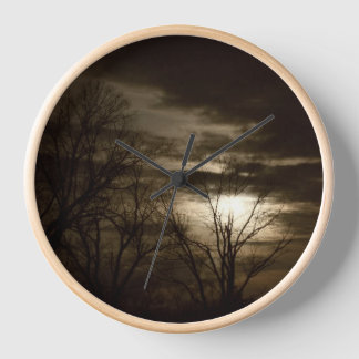 Horloge Wall Clock, 10" Round Natural Wood Frame 