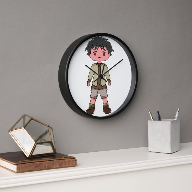 Horloge Wall Clock with illustration character cartoon (Bureau)