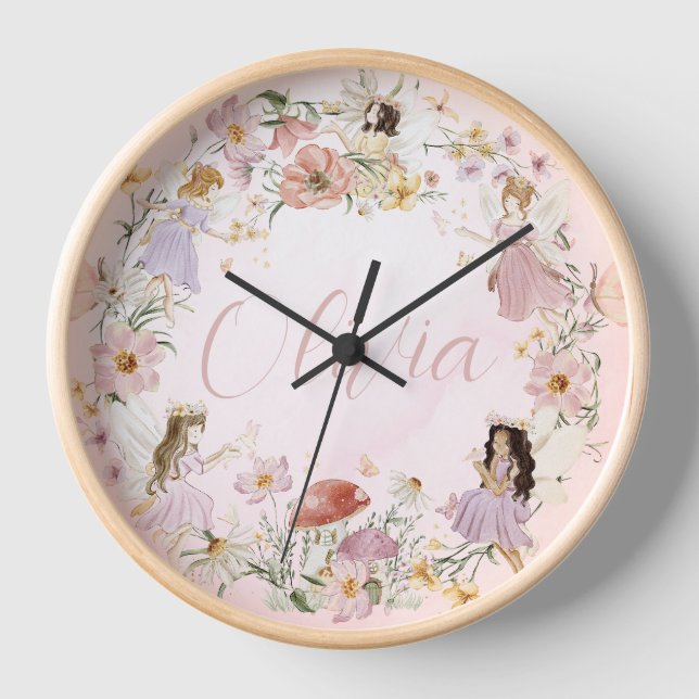 Horloge Whimsical Cute Fairy Fleur sauvage Garden Meadow (Recto)