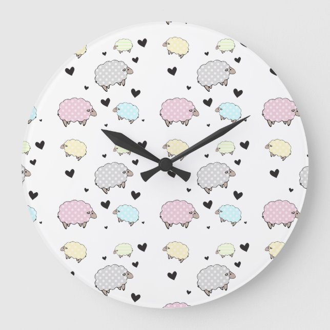 Horloge Whimsical de mouton de Little Pastel (Recto)