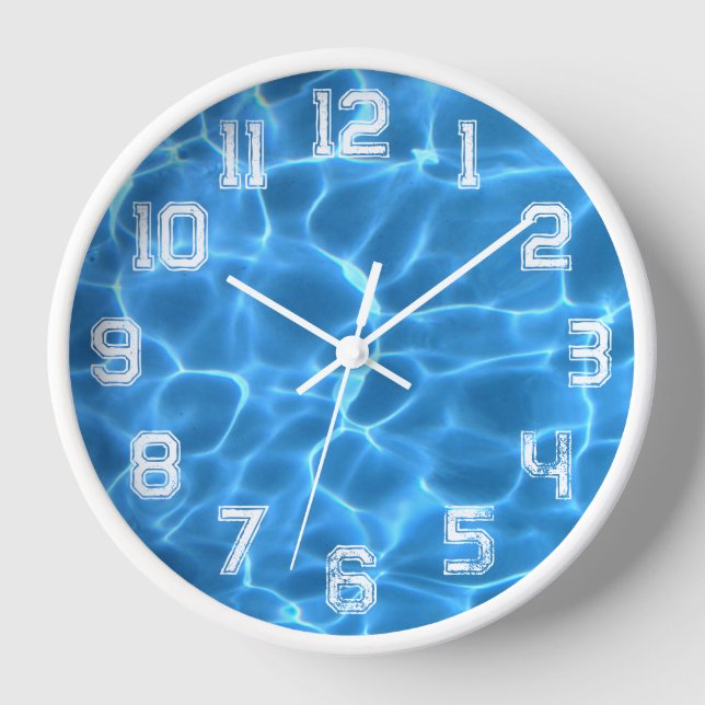 Horloge White Athletic Outline Grunge Numéro Piscine (Recto)