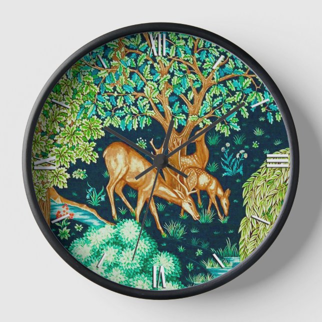 Horloge William Morris Cerf au bord d'un ruisseau Bleu et  (Recto)