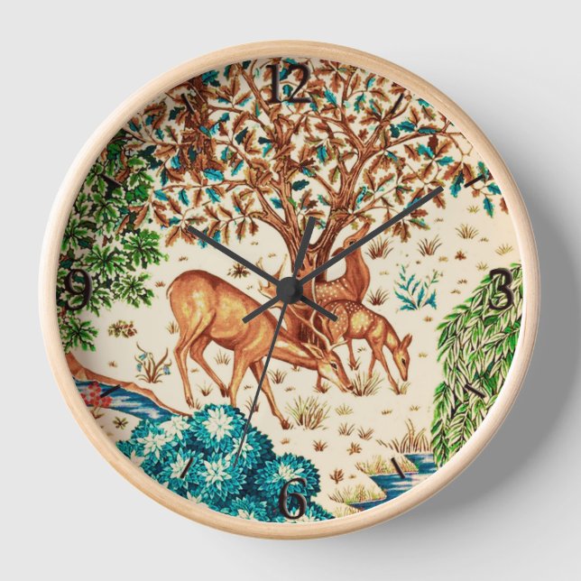 Horloge William Morris Deer par un Arrière - plan beige Br (Recto)