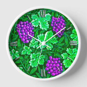 Horloge William Morris Grapevine, violet et vert