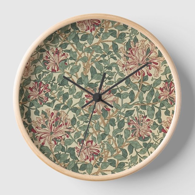 Horloge William Morris - Honeysuckle Roses et Feuilles (Recto)