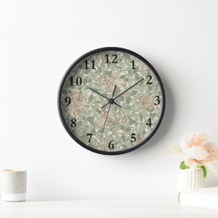 Horloge William Morris Honeysuckle Vert Floral