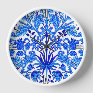 Horloge William Morris Hyacinth Imprimer, Cobalt bleu et b