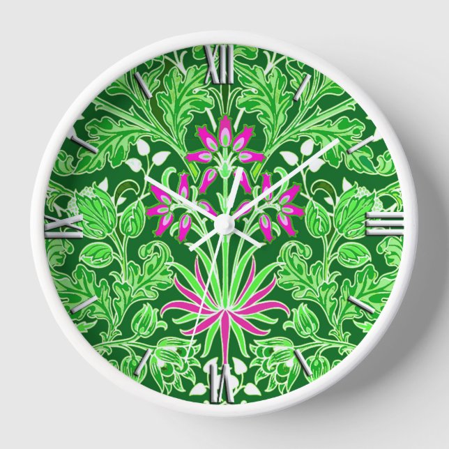Horloge William Morris Hyacinth Print Lime & Emerald Green (Recto)