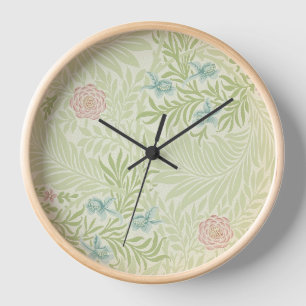 Horloge William Morris - Larkspur - Fleurs et Feuilles ros