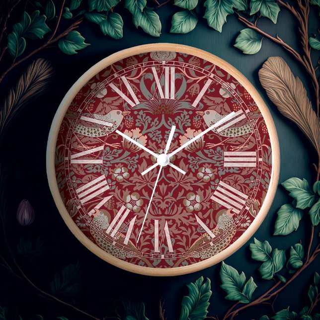 Horloge William Morris Strawberry Thief Rouge victorien (Créateur téléchargé)