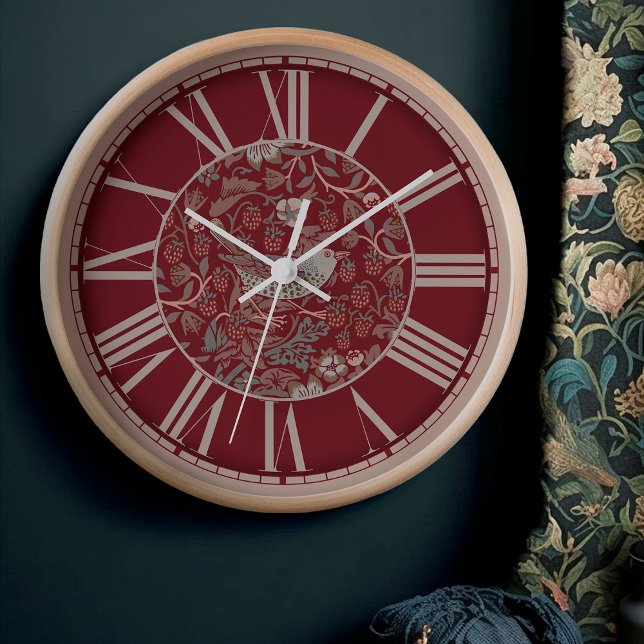 Horloge William Morris Strawberry Thief Victorian Red Cloc (Créateur téléchargé)