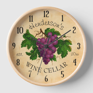 Horloge Wine Cellar Vineyard Grapes Vintage Personalized