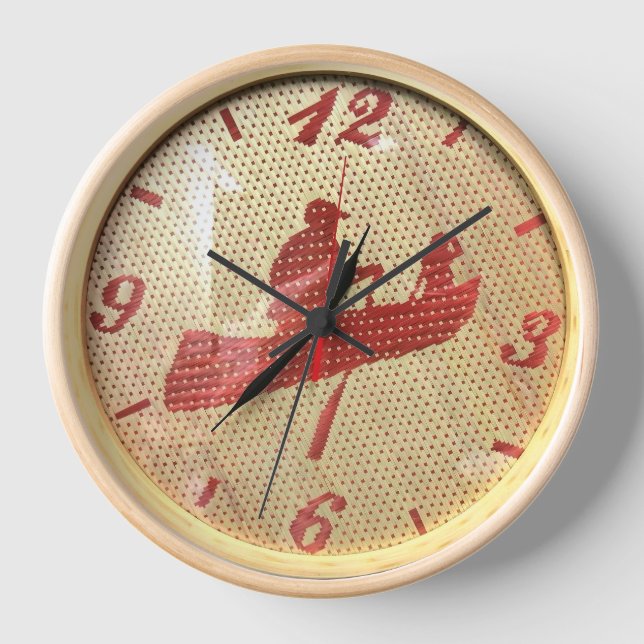 Horloge wooden handmade bamboo weaving custom wall clock  (Recto)