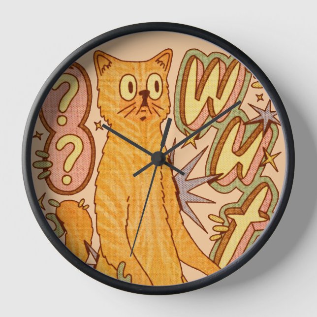 Horloge Wut ? / Illustration d'un chat orange (Recto)
