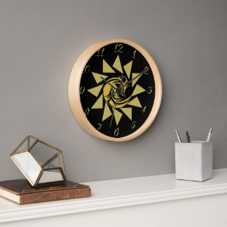 Horloge Yin et Yang or et dragon noir