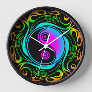 Horloge Yin Yang Psychedelic Rainbow Tattoo