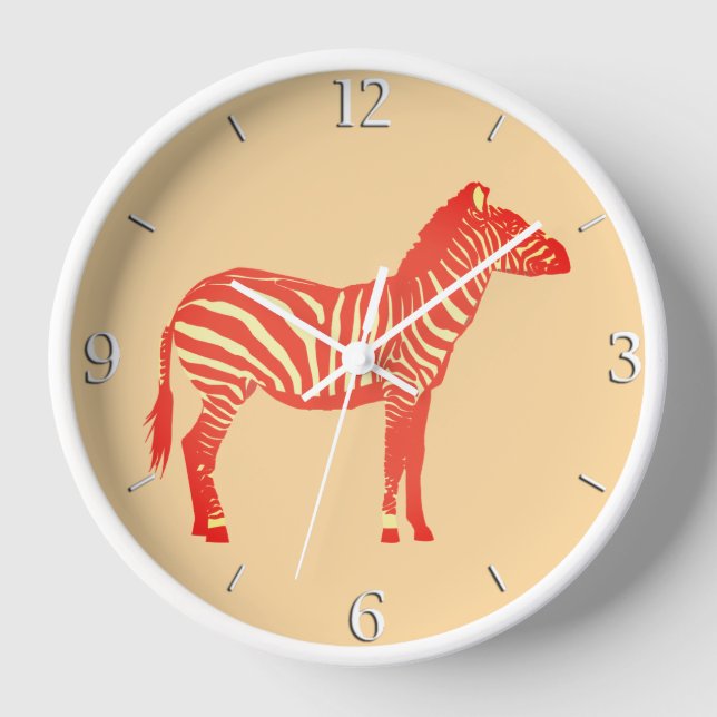 Horloge Zèbre - Mandarin et orange clair (Recto)