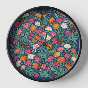 Horloges Art Abstrait Boho Œillets Papillons
