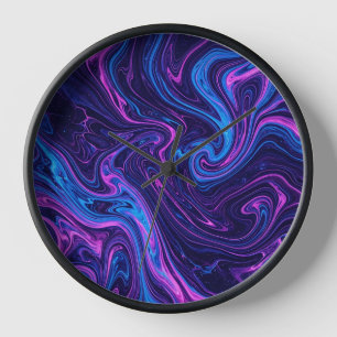 Horloges Art Cosmique Liquide Violet Abstrait