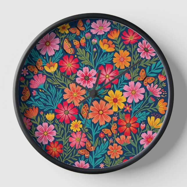 Horloges Art Fleurs Papillons Cosmos Abstraits (Recto)