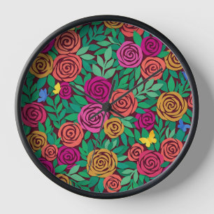 Horloges Art Matisse Roses Papillons Abstraits