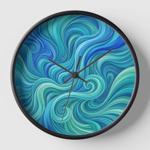 Horloges Artistiques à Dégradé de Bleu Océan avec